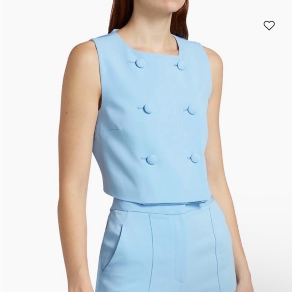 Veronica Beard Drexley Boxy Sleeveless Button-Up Top in Blue Sky Size 8 - Picture 7 of 11